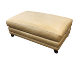 HAYDEN-RENAISSANCE MARIGOLD LEATHER OTTOMAN CARAMEL 16H X 48WX 30D