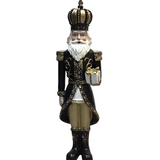 SANTA SOLDIER WITH PACKAGE HOLIDAY DECOR BLACK/GOLD 11.25