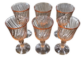 SET OF 6 SWIRL DESIGN WINE GLASSES CRYSTAL PINK 5.5H
