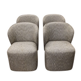 SET OF 4 TWILLOW ANTIQUE ON CASTERS CHAIR TAUPE/GOLD/WHITE 33H x 23W X 24D
