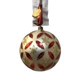 WATERFORD ROUND ORNAMENT WITH POINSETTIAS HOLIDAY DECOR RED/WHITE/GOLD 4.5