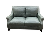 2 CUSHION LEATHER LOVESEAT SAGE GREEN 36H X 60W X 40D