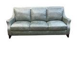 3 CUSHION LEATHER SOFA SAGE GREEN 36H X 82W X 40D
