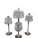 SET OF 4 PEDESTAL DESSERT HOLDERS WITH DOME HOME DECOR 16" 13.5" 12" 10"