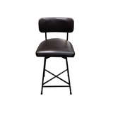 POTTERY BARN METAL & LEATHER SWIVEL BARSTOOL ESPRESSO 36"H