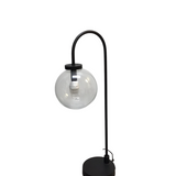 POTTERY BARN WITH ARCHED ARM METAL/GLASS GLOBE SHADE LAMP/LIGHTING BLACK 25"H