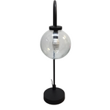 POTTERY BARN WITH ARCHED ARM METAL/GLASS GLOBE SHADE LAMP/LIGHTING BLACK 25"H