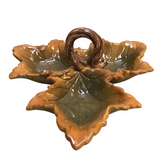LEAF SHAPED DIVIDED DISH HOLIDAY DECOR ORANGE/GREEN 4H X 9D