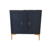 METAL/WOOD WITH 2 DOORS CABINET/CHEST BLUE/GOLD 34H X 32.5W X 14D