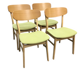 SET OF 4 WOOD WITH FABRIC SEATS CHAIR GREEN 30.5H X 18.5W X 17.5D
