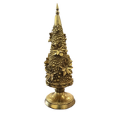 RESIN POINSETTIA CHRISTMAS TREE HOLIDAY DECOR GOLD 13.75
