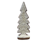 GLITTERED RESIN GINGERBREAD COOKIE TREE HOLIDAY DECOR BROWN/WHITE 12"