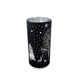 LASER ENGRAVED WINTER SCENE LED ROTATING CYLINDERS WITH TIMER HOLIDAY DECOR BLACK 6"