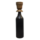WOOD TAPER CANDLE HOLDER HOLIDAY DECOR NATURAL/BLACK 18"