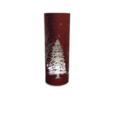 LASER ENGRAVED WINTER SCENE LED ROTATING TIMER HOLIDAY DECOR RED 10"