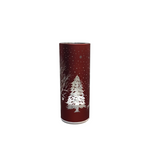 LASER ENGRAVED WINTER SCENE LED ROTATING CYLINDERS WITH TIMER HOLIDAY DECOR RED 8"