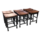 SET OF 6 AMISH OAK STOOLS BARSTOOL BLACK/BROWN 25H X 18W X 14D
