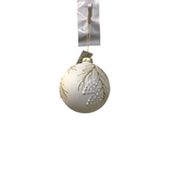 ROUND GLITTERED PINE SPRING GLASS ORNAMENT HOLIDAY DECOR WHITE