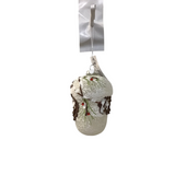 HAND PAINTED SNOWY GLITTERED PINE/PINECONE ACORN GLASS HOLIDAY DECOR 5.25