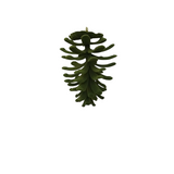VELVET FLOCKED OPEN PINECONE ORNAMENT HOLIDAY DECOR GREEN 5.5"