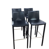 COPENHAGEN SET OF 4 LEATHER BARSTOOL BLACK 40H X 16.5W X 17D