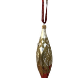 WATERFORD PEACOCK INSPIRED ORNAMENT HOLIDAY DECOR RED/WHITE/GOLD 8"