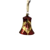 WATERFORD BELL ORNAMENT WITH POINSETTIA HOLIDAY DECOR RED/GOLD 4"