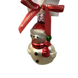 WATERFORD SNOWMAN ORNAMENT HOLIDAY DECOR WHITE/RED/GREEN 3"