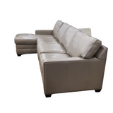 ETHAN ALLEN 3 PIECES LEATHER SECTIONAL SOFA TAUPE 36H X 102W X 58D