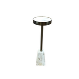 PETRIFIED WOOD DRINK TABLE ACCENT TABLE CREAM/BROWN/GRAY 25H X 8.5 DIAM..