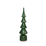 ROTATING RIBBED MERCURY GLASS TREE WITH TIMER HOLIDAY DECOR GREEN 14.75