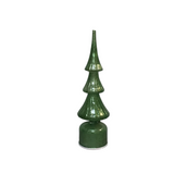 ROTATING RIBBED MERCURY GLASS TREE WITH TIMER HOLIDAY DECOR GREEN 13.5