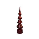 ROTATING RIBBED MERCURY GLASS LED TREE HOLIDAY DECOR RED 14.75
