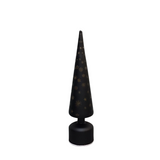 SNOWFLAKE LED CONE TREE WITH TIMER HOLIDAY DECOR BLACK/GOLD 15"