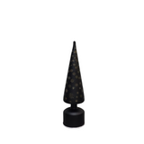 SNOWFLAKE LED CONE TREE WITH TIMER HOLIDAY DECOR BLACK/GOLD 13"
