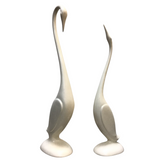 SET OF 2 CERAMIC CRANES FIGURINES HOME DECOR WHITE 16 14"