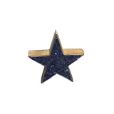 WOOD STAR WITH GLITTER HOME DECOR BLUE 5.5"H