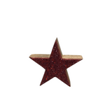 WOOD STAR WITH GLITTER HOME DECOR RED 5.5"H