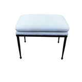 FABRIC UPHOLSTERED STOOL WITH METAL LEGS BARSTOOL BEIGE/BLACK 18H X 23W X 17D