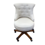 ASHLEY UPHOLSTERED/ TUFTED WITH BUTTONS/NAILHEADS OFFICE CHAIR BEIGE 40H X 27W X 22D