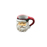 SANTA FACE CERAMIC MUG WITH HOLLY ON HAT HOLIDAY DECOR 4.5"
