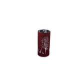 LASER ENGRAVED WINTER SCENE LED ROTATING CYLINDERS WITH TIMER HOLIDAY DECOR RED 6"