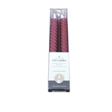 SET OF 2 SPIRAL LED TAPER CANDLES HOLIDAY DECOR BURGANDY 9.75