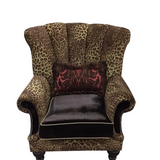 PAUL ROBERT ANIMAL PRINT WITH LUMBAR PILLOW ACCENT CHAIR BROWN/GOLD/BURGANDY 42H X 38W X 40D