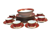 CHRISTIAN DIOR 22 PC. SET (SERVICE X 6 + SERVING PCS.) HOLIDAY DECOR RED/GOLD
