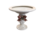 FITZ & FLOYD CHRISTMAS PEDESTAL HOLIDAY DECOR WHITE/RED/GREEN/GOLD 10H x 10.5 DIAM..