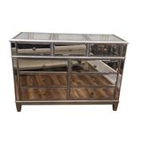PIER 1 MIRRORED WITH 9 DRAWERS CHEST/DRESSER SILVER 36"H X 51.5W X 21D