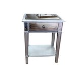 PIER 1 MIRRORED WITH 1 DRAWER/SHELF NIGHTSTAND SILVER 28.5H X 22W X 16D