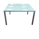 WITH METAL FRAME/TEMPERED GLASS TOP DINING TABLE SILVER/WHITE 51 X 51