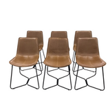 SET OF 6 FAUX LEATHER CHAIR CAPUCCINO 31.5H X 18.5W X 22D